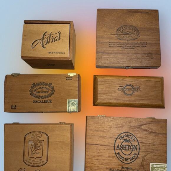 Assorted Wooden Cigar Boxes Collection SET OF 7 - Picture 3 of 3
